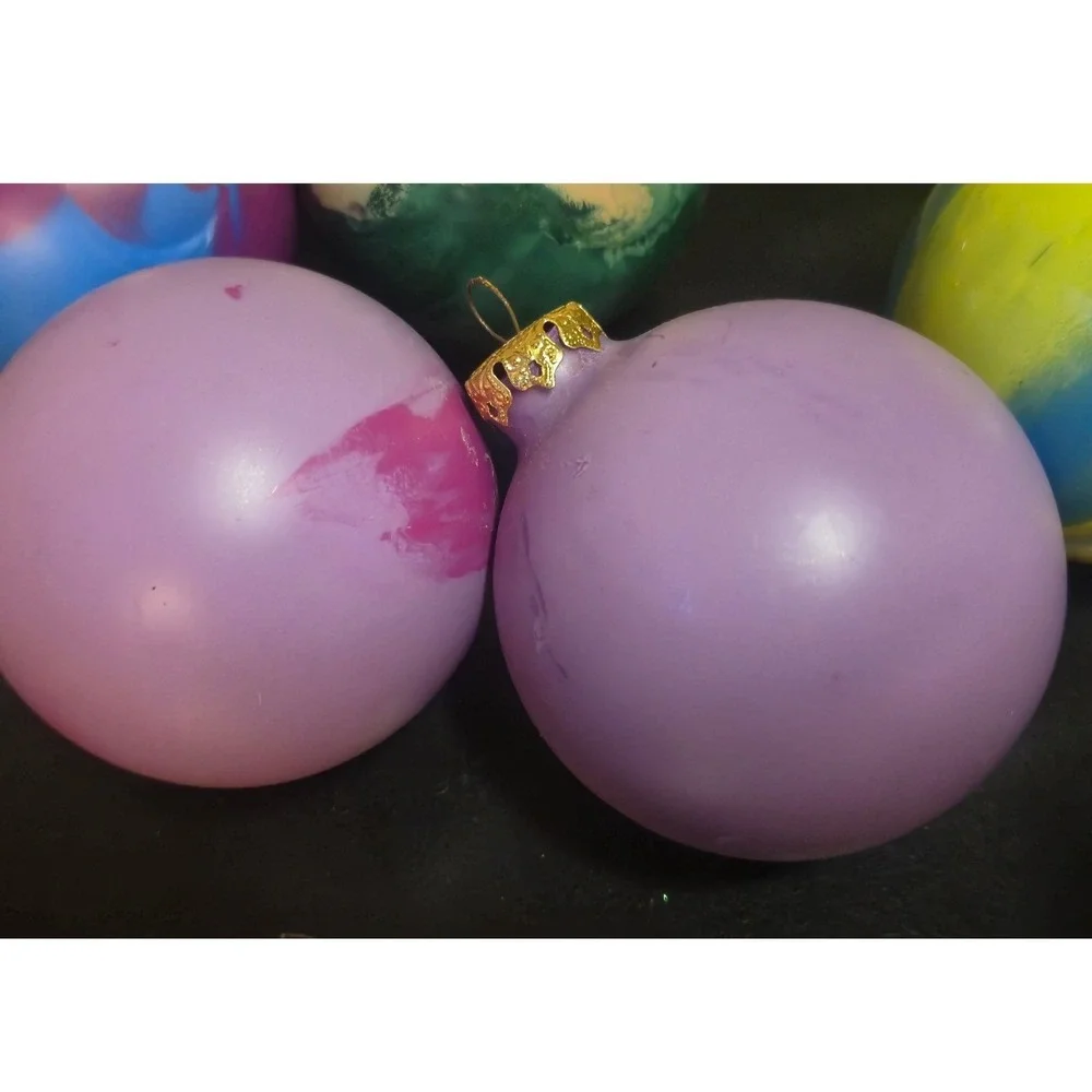Set of 8 Hand Painted Swirl Glass Ball Christmas Ornaments Multicolor 3 Inch